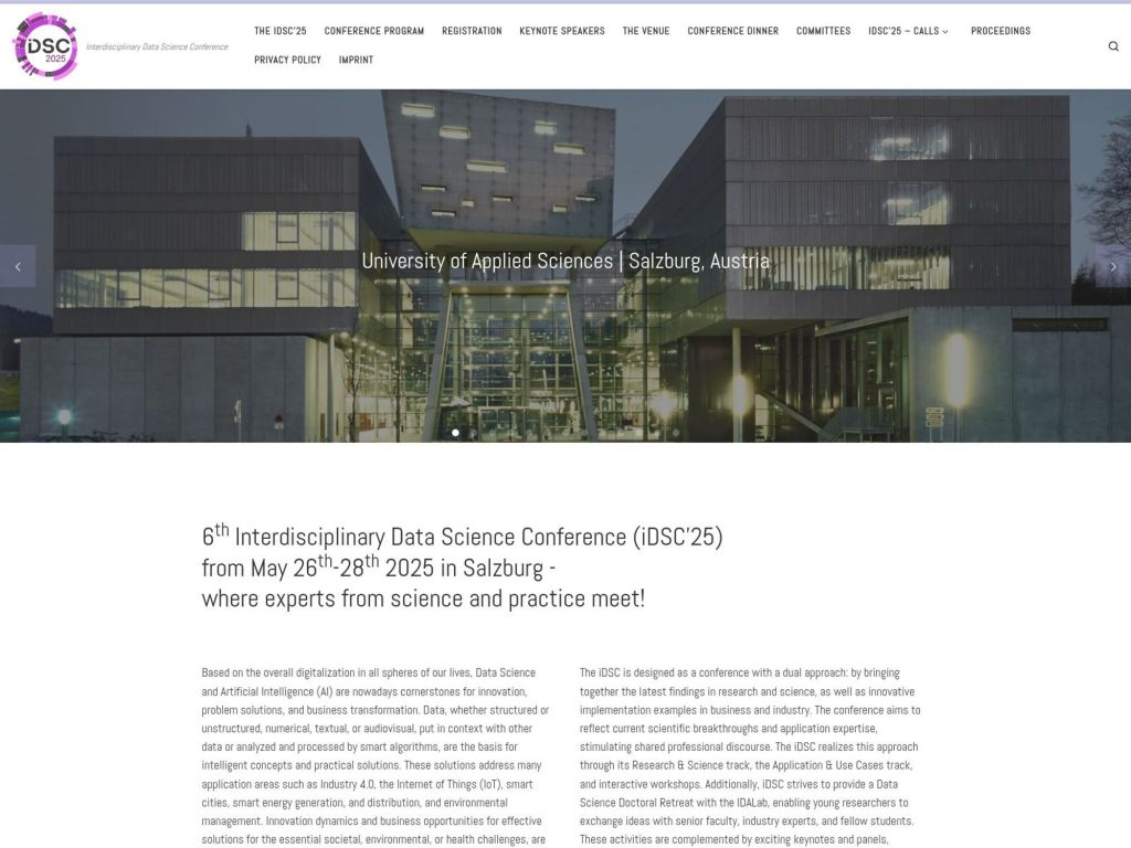 6th Interdisciplinary Data Science Conference (iDSC 2025) - Event screenshot