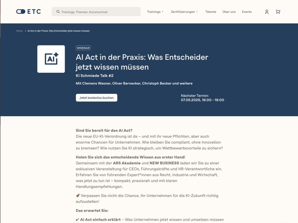 AI Act in der Praxis: Was Entscheider jetzt wissen müssen - Event screenshot