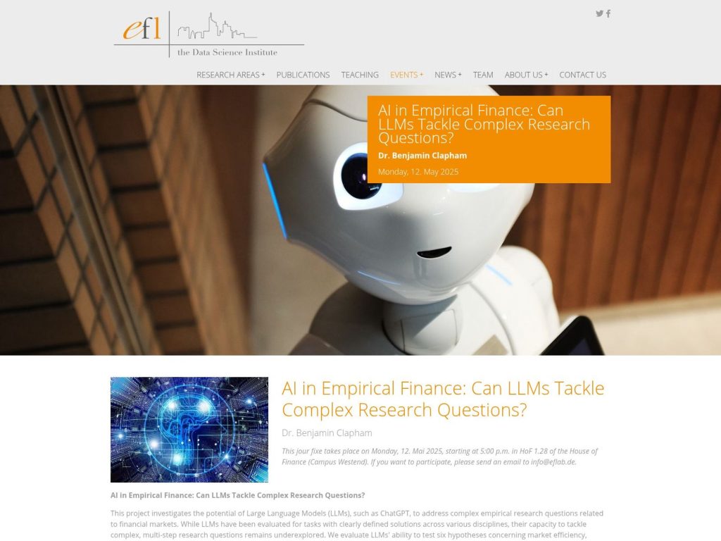 AI in Empirical Finance: Can LLMs Tackle Complex Research Questions? - Event screenshot