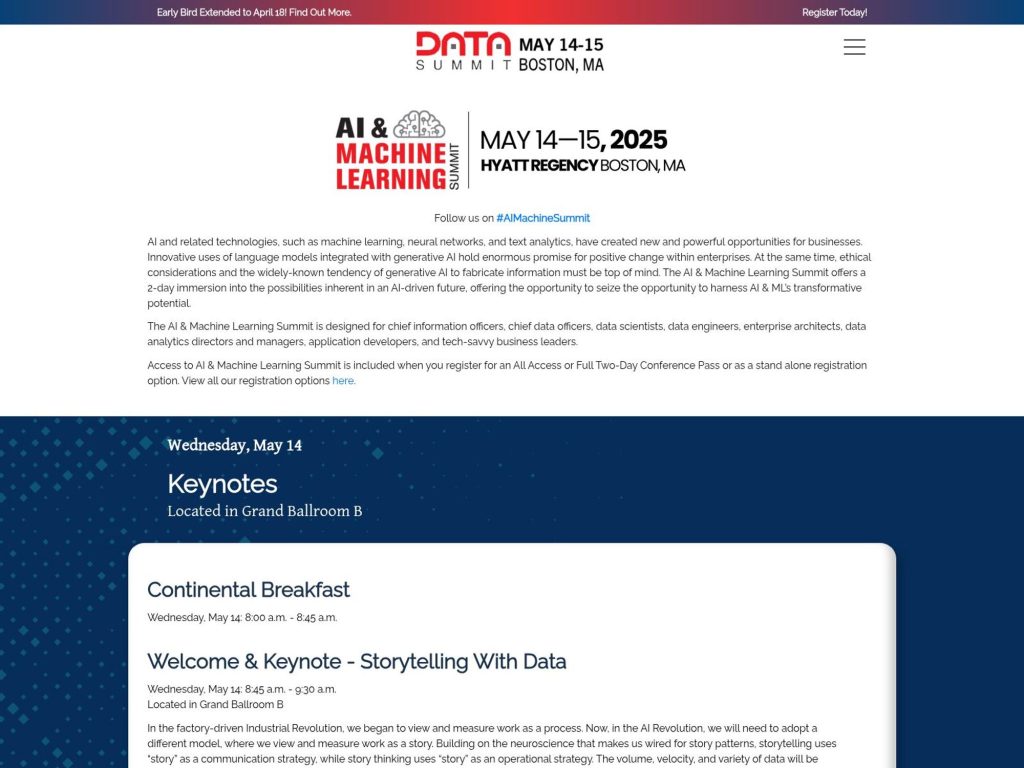 AI & Machine Learning Summit 2025 - Event screenshot