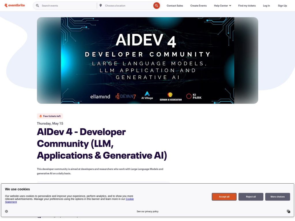 AIDev 4 - Developer Community (LLM, Applications & Generative AI) - Event screenshot