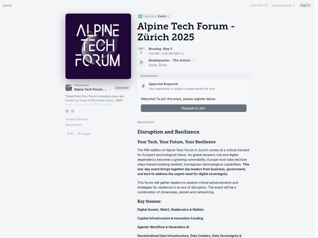 Alpine Tech Forum - Zürich 2025 - Event screenshot