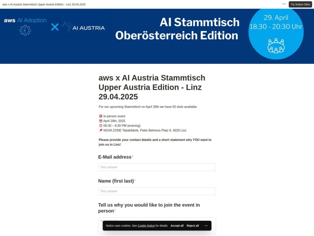 aws x AI Austria Stammtisch Upper Austria Edition - Event screenshot