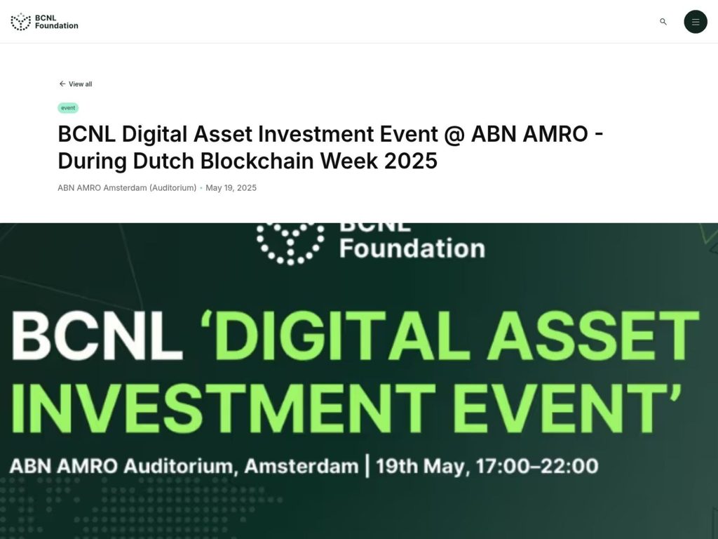 BCNL Digital Asset Investment Event @ ABN AMRO - During Dutch Blockchain Week 2025 - Event screenshot
