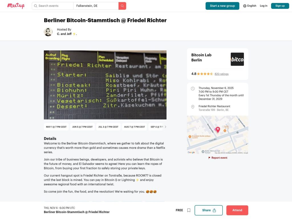 Berliner Bitcoin-Stammtisch November 2025 - Event screenshot