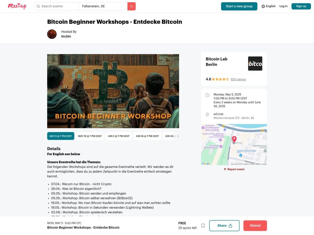Bitcoin Beginner Workshops - Entdecke Bitcoin - Event screenshot
