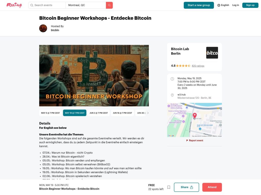 Bitcoin Beginner Workshops – Entdecke Bitcoin - Event screenshot