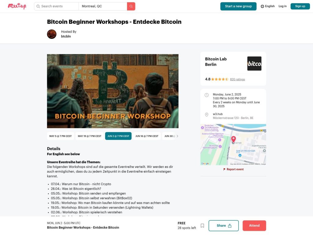 Bitcoin Beginner Workshops - Entdecke Bitcoin - Event screenshot