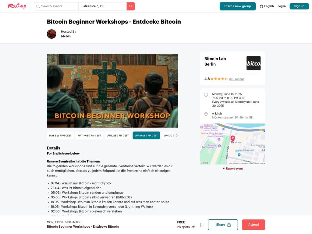 Bitcoin Beginner Workshops – Entdecke Bitcoin - Event screenshot