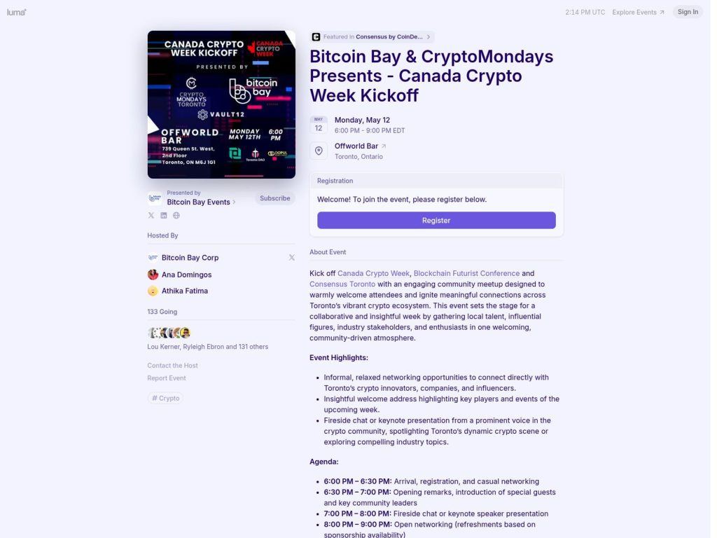 Canada Crypto Week Kickoff - Event screenshot