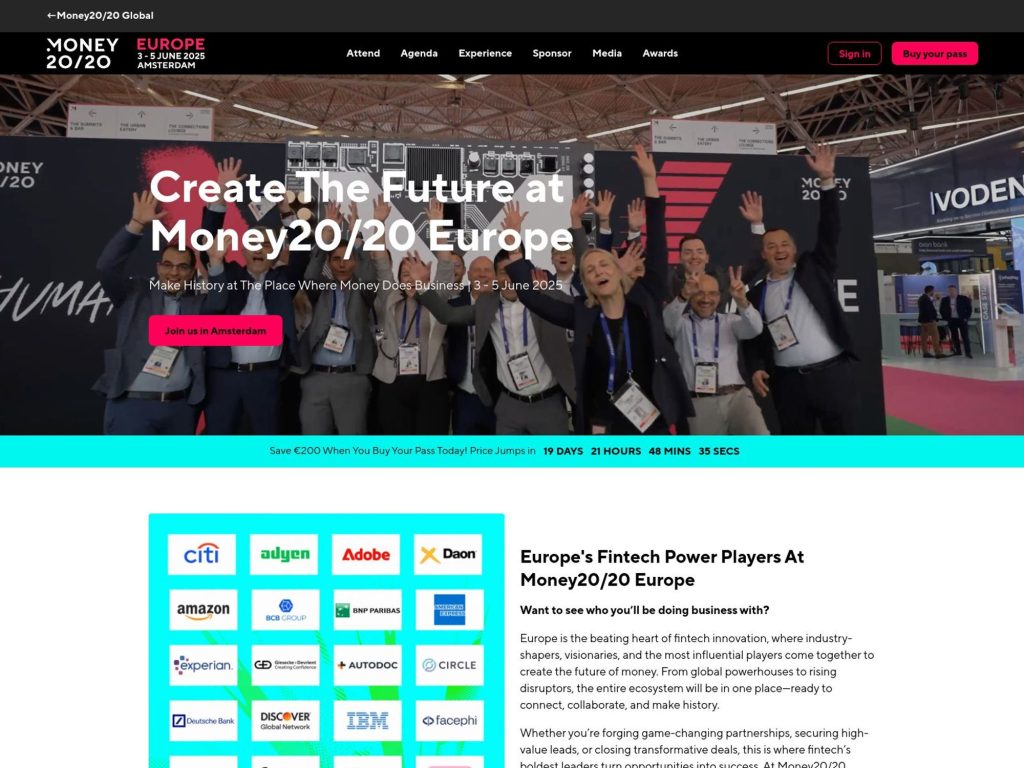 Create The Future at Money20/20 Europe - Event screenshot