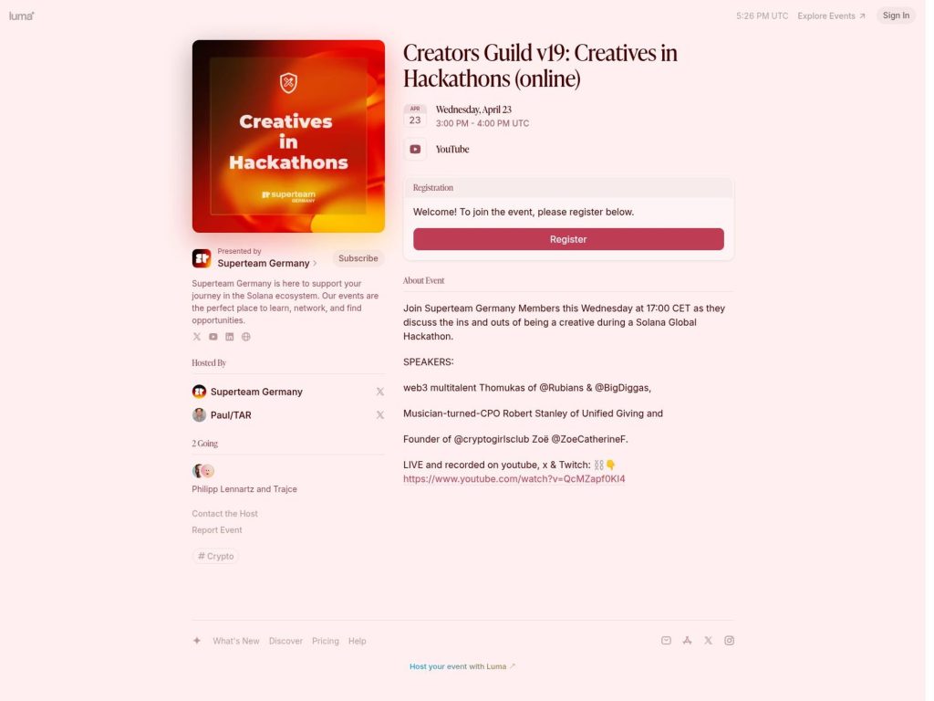 Creators Guild v19: Creatives in Hackathons (online) - Event screenshot