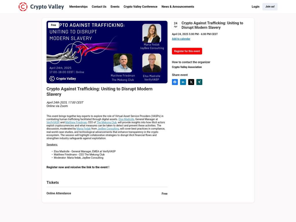 Crypto Against Trafficking: Uniting to Disrupt Modern Slavery - Event screenshot