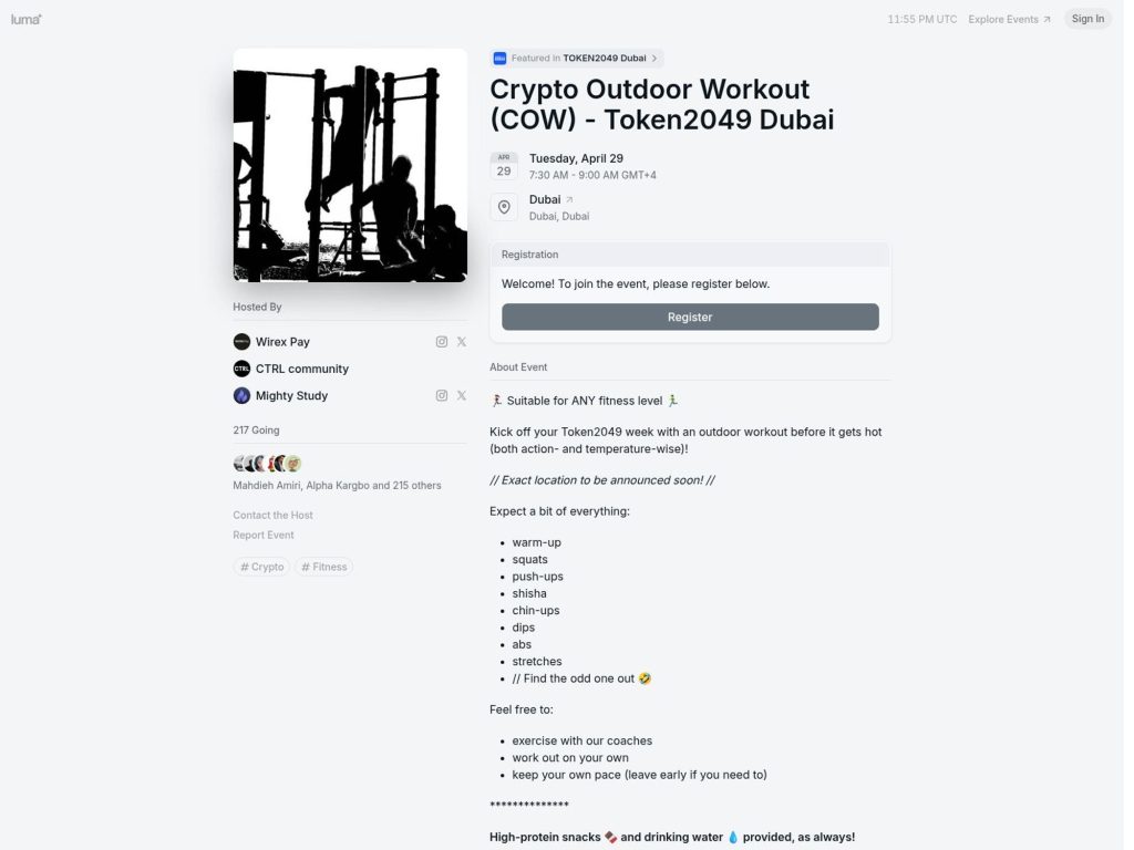Crypto Outdoor Workout (COW) - Token2049 Dubai image