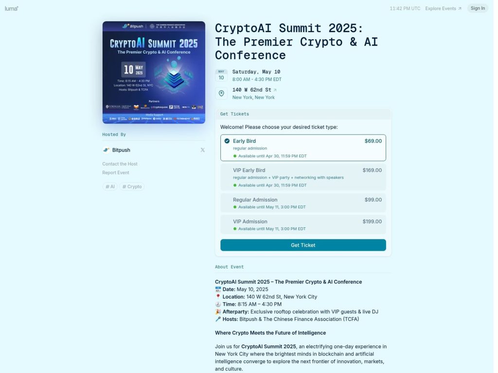 CryptoAl Summit 2025: The Premier Crypto & Al Conference - Event screenshot
