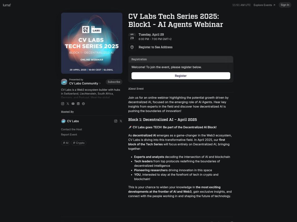 CV Labs Tech Series 2025: Block1 - AI Agents Webinar - Event screenshot