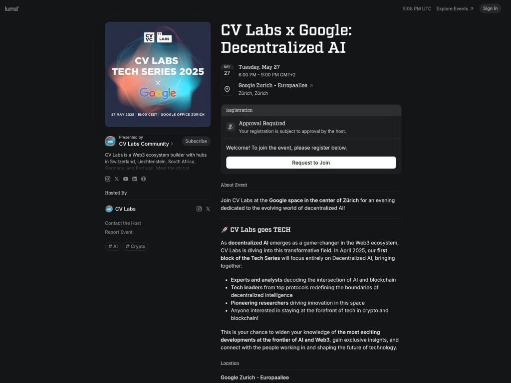 CV Labs x Google: Decentralized AI - Event screenshot
