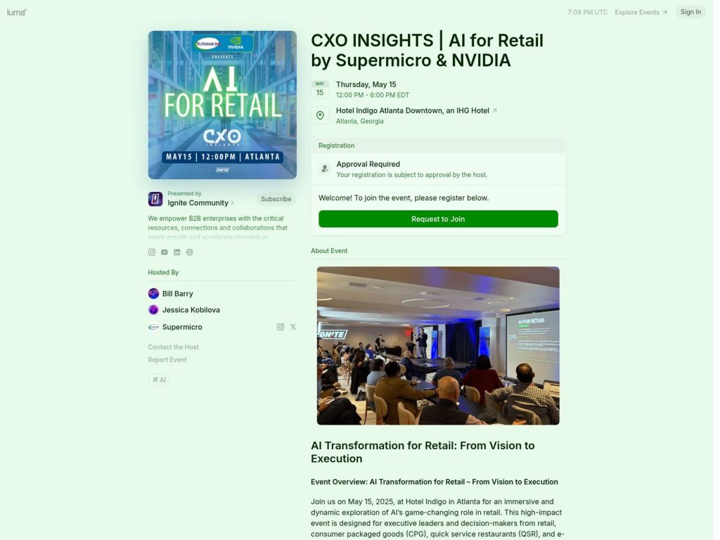 CXO INSIGHTS | AI for Retail by Supermicro & NVIDIA - Event screenshot
