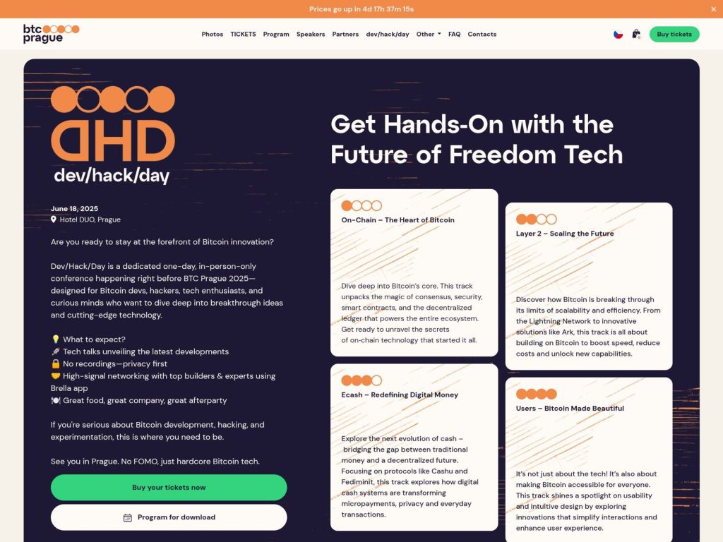 Dev/Hack/Day @ BTC Prague 2025 - Event screenshot