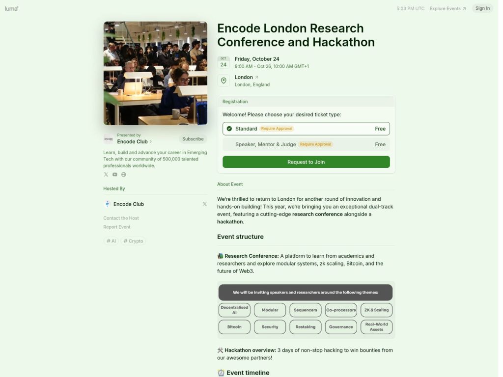 Encode London Research Conference and Hackathon - Event screenshot