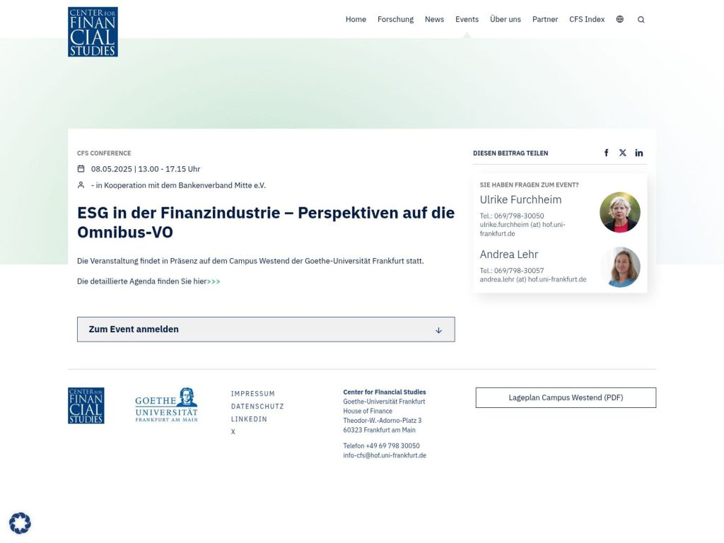 ESG in der Finanzindustrie – Perspektiven auf die Omnibus-VO - Event screenshot