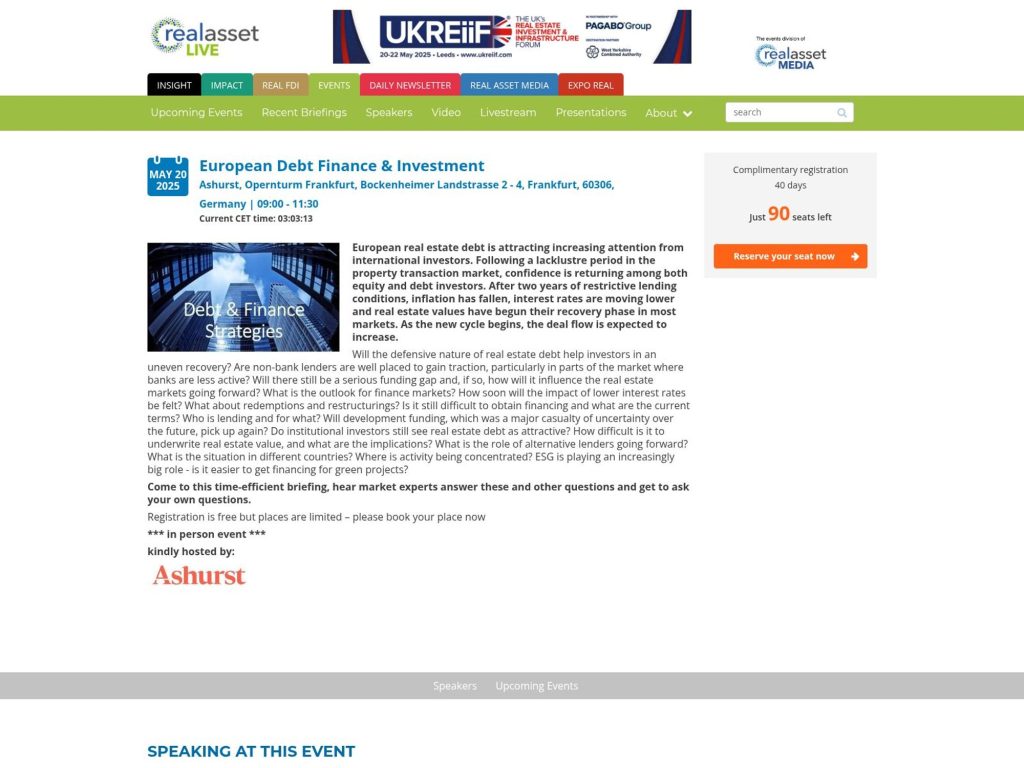 European Debt Finance & Investment - Event screenshot