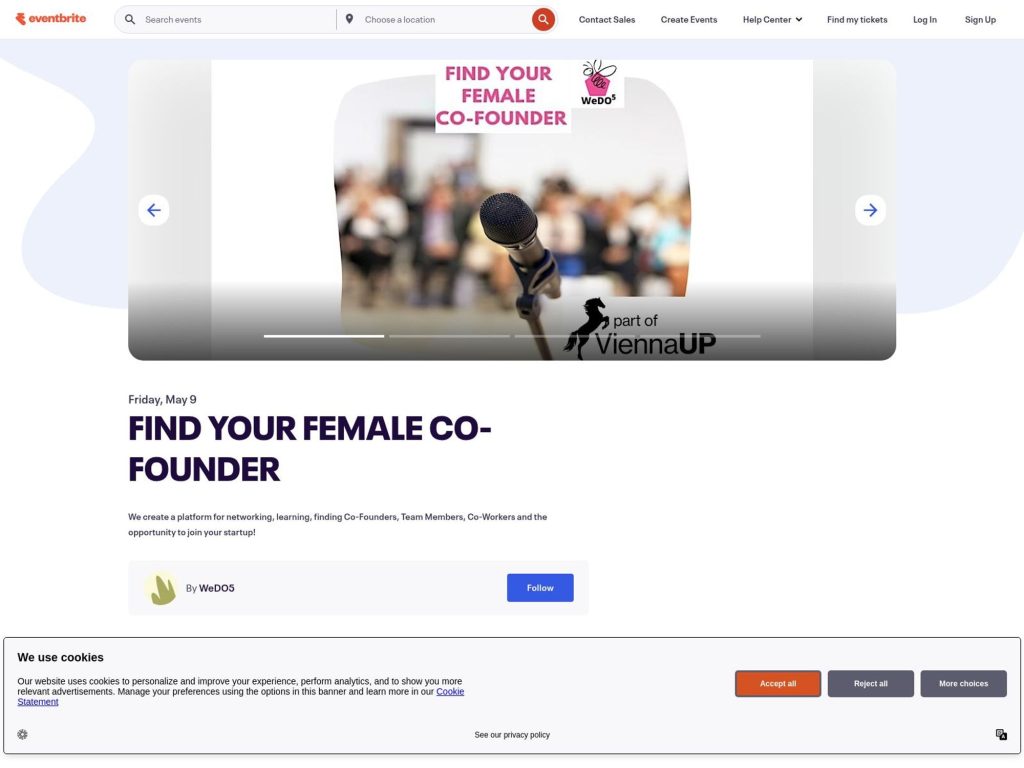 Find your female co-founder - Event screenshot