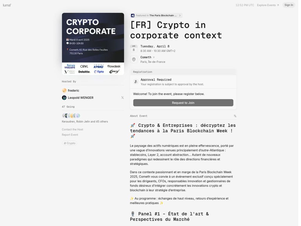 [FR] Crypto in corporate context - Event screenshot