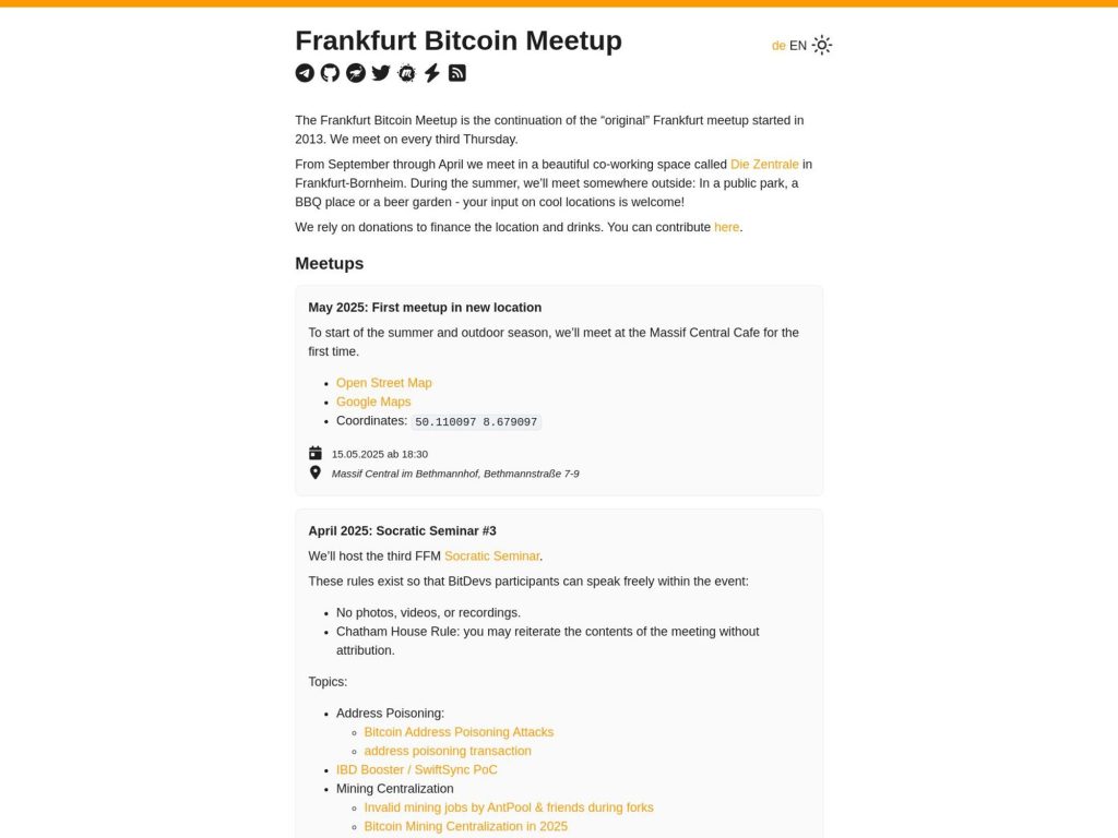 Frankfurt Bitcoin Meetup March 2026 website