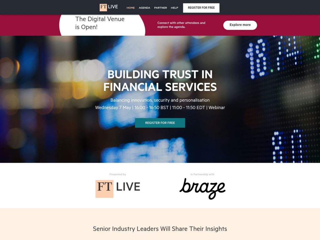 FT Live - Building Trust in Financial Services - Event screenshot