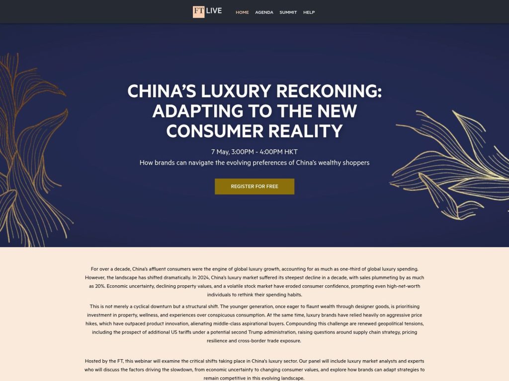 FT Live - China’s Luxury Reckoning: Adapting to the New Consumer Reality - Event screenshot