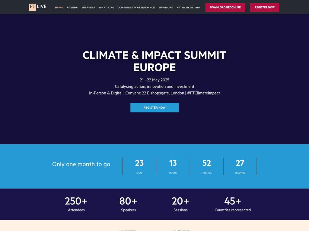 FT Live - Climate & Impact Summit Europe 2025 - Event screenshot
