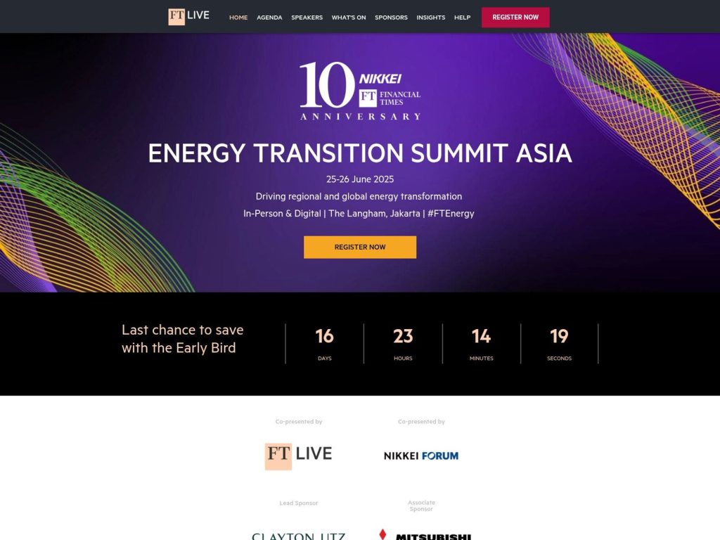 FT Live - Energy Transition Summit Asia 2025 - Event screenshot