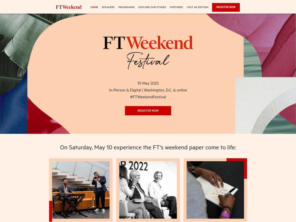 FT Live - Financial Times Weekend Festival U.S. Edition 2025 - Event screenshot