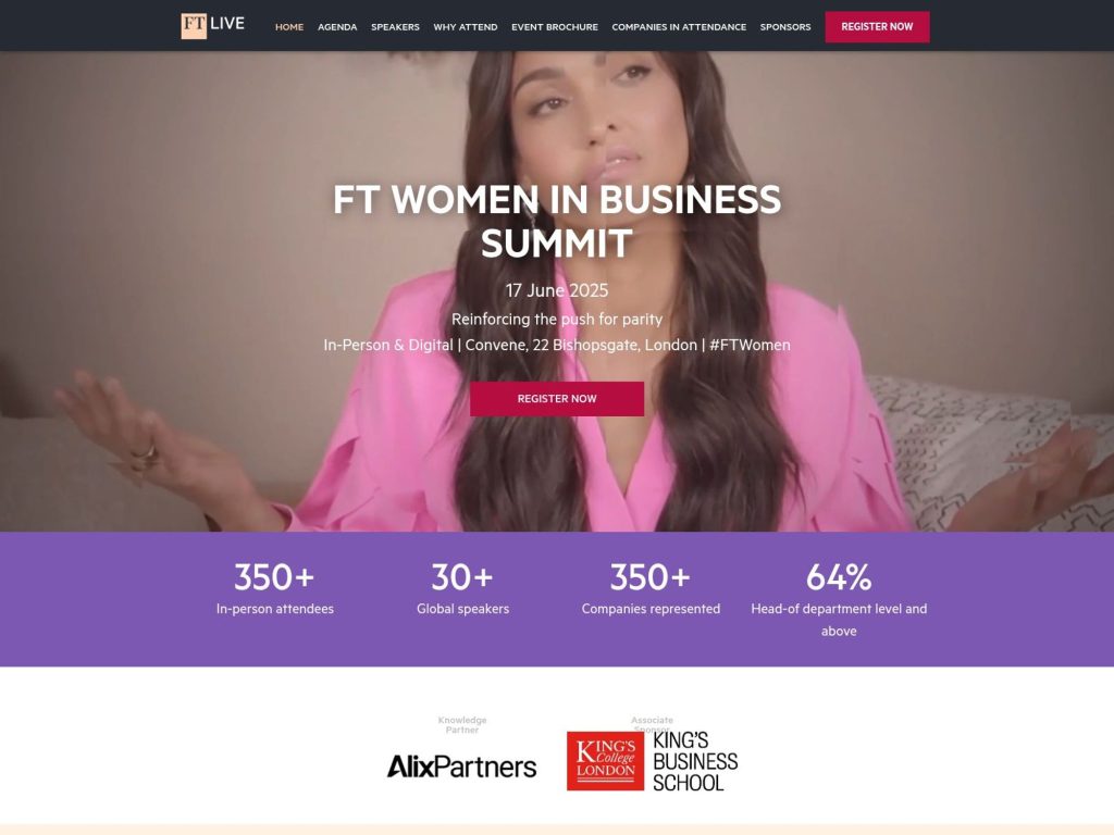 FT Live - FT Women in Business Summit 2025 - Event screenshot