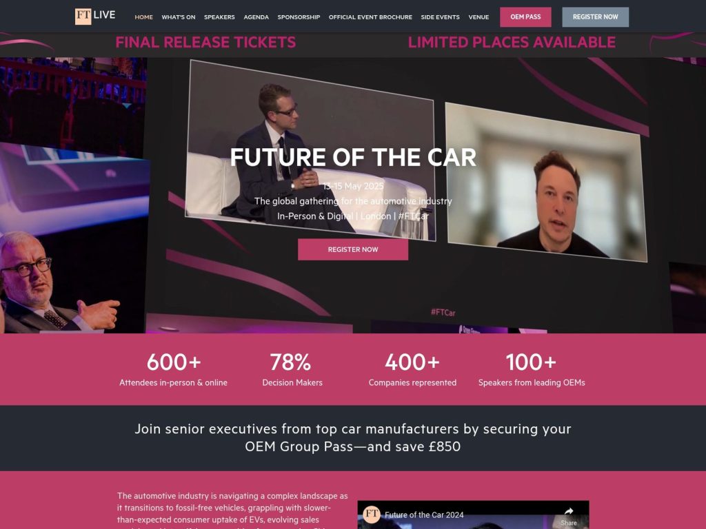 FT Live - Future of the Car 2025 - Event screenshot
