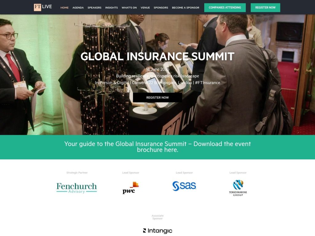 FT Live - Global Insurance Summit 2025 - Event screenshot