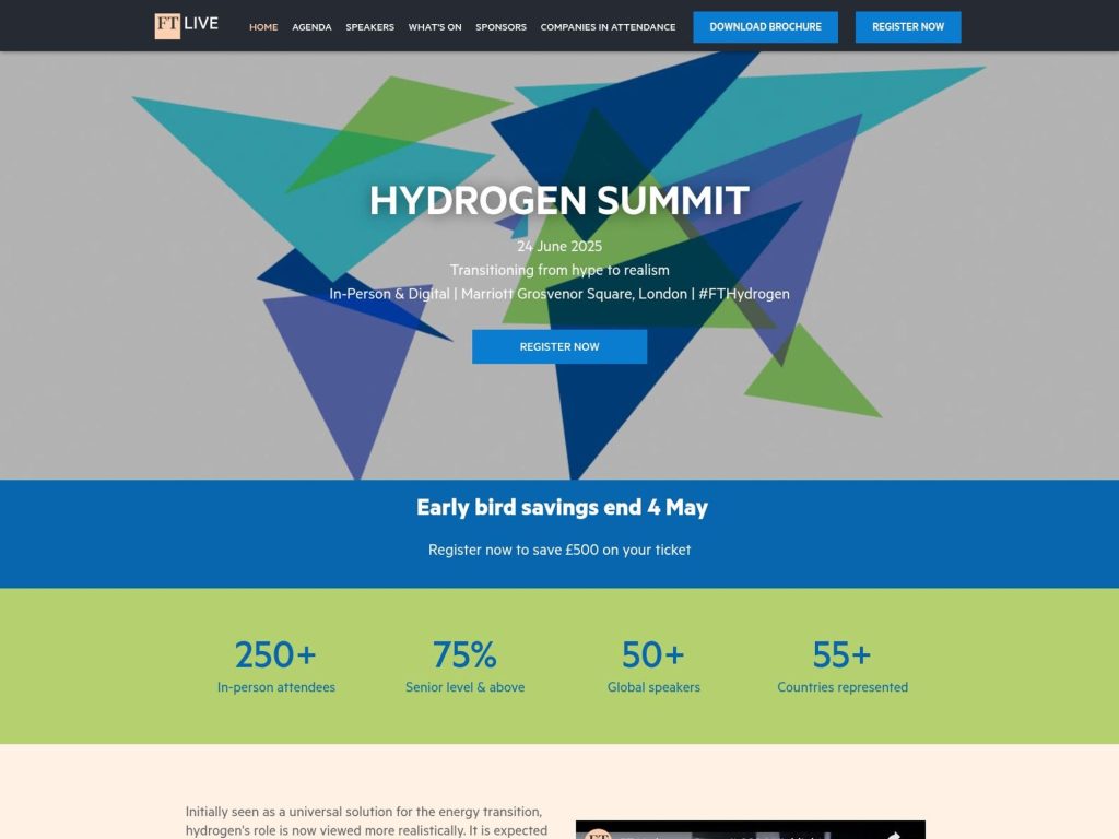 FT Live - Hydrogen Summit 2025 - Event screenshot