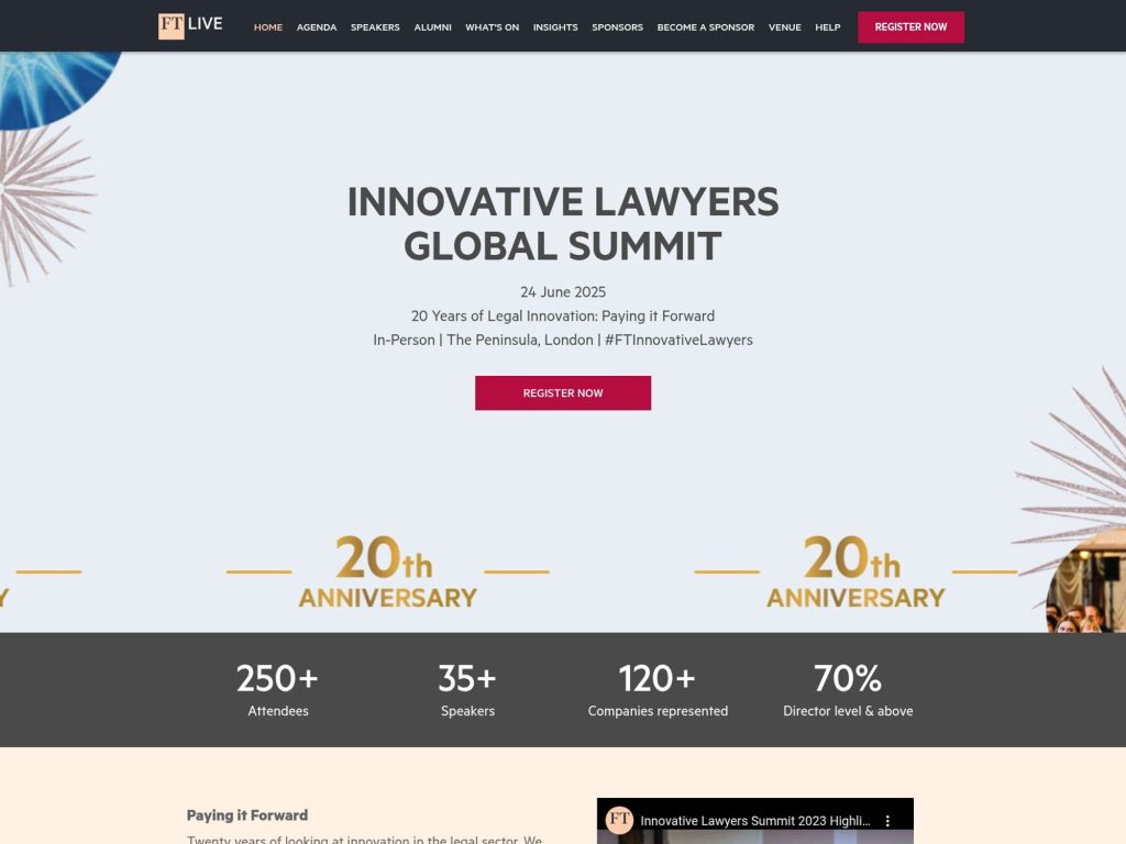 FT Live - Innovative Lawyers Global Summit 2025 - Event screenshot
