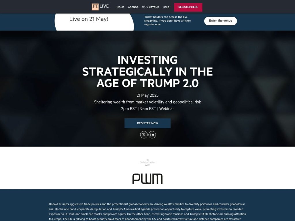 FT Live - Investing strategically in the age of Trump 2.0 - Event screenshot