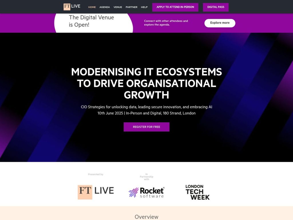 FT Live - Modernising IT Ecosystems to Drive Organisational Growth - Event screenshot