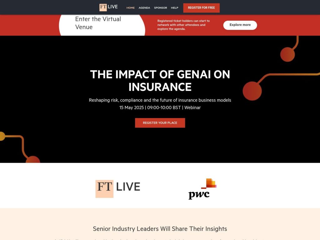 FT Live - The Impact of GenAI on Insurance - Event screenshot
