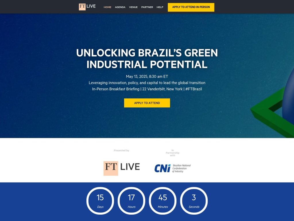 FT Live - Unlocking Brazil’s Green Industrial Potential - Event screenshot