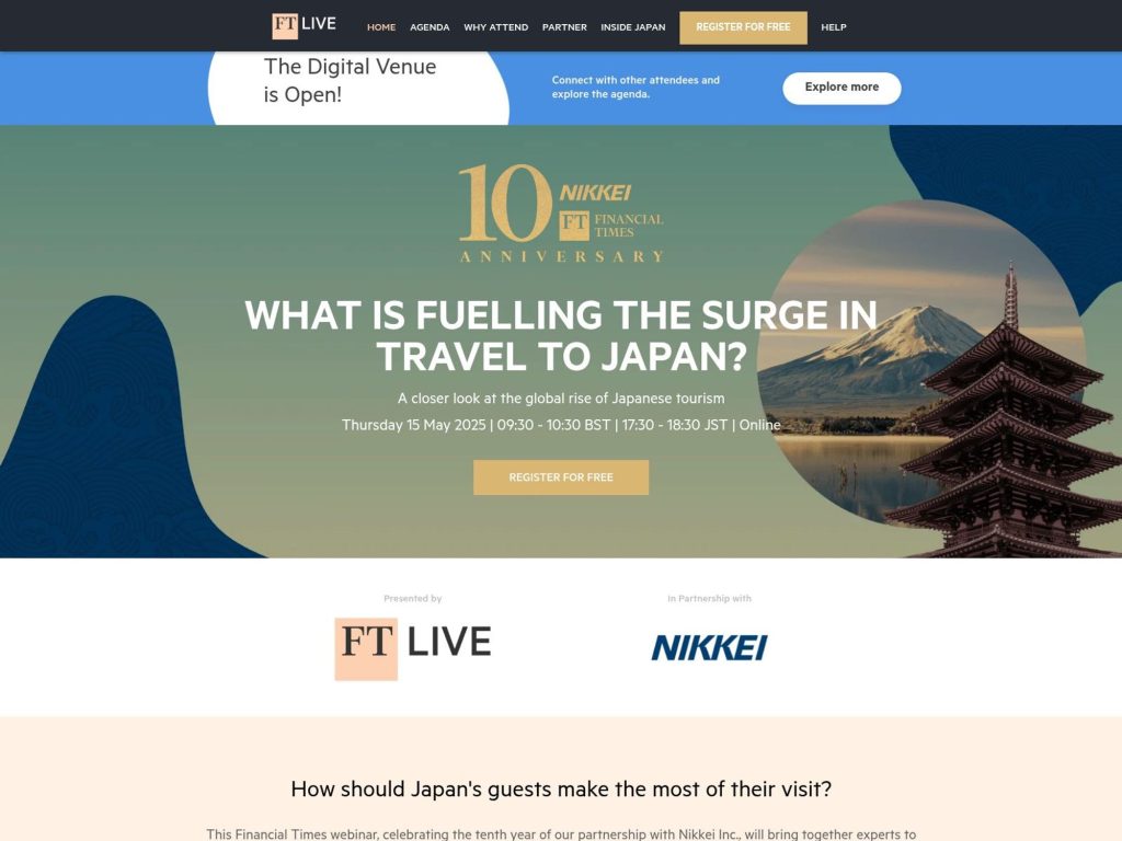 FT Live - What is fueling the surge in travel to Japan? - Event screenshot