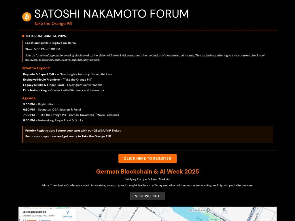 GB&AI Conference – Satoshi Nakamoto Forum 2025 screenshot