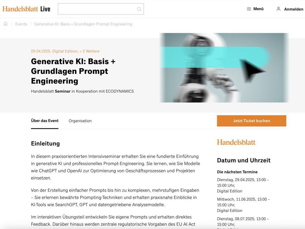 Generative KI: Basis + Grundlagen Prompt Engineering - Event screenshot