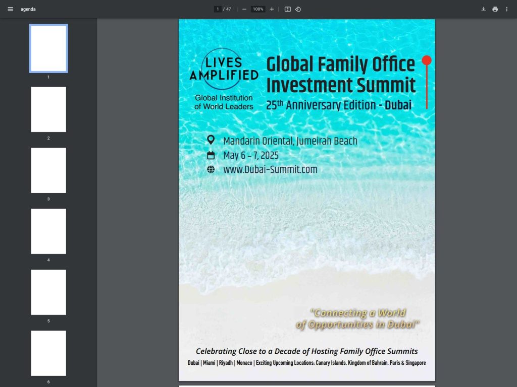 Global Family Office Investment Summit Dubai Edition 2025 - Event screenshot