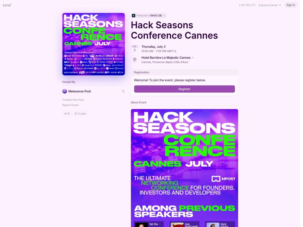 Hack Seasons Conference Cannes - Event screenshot