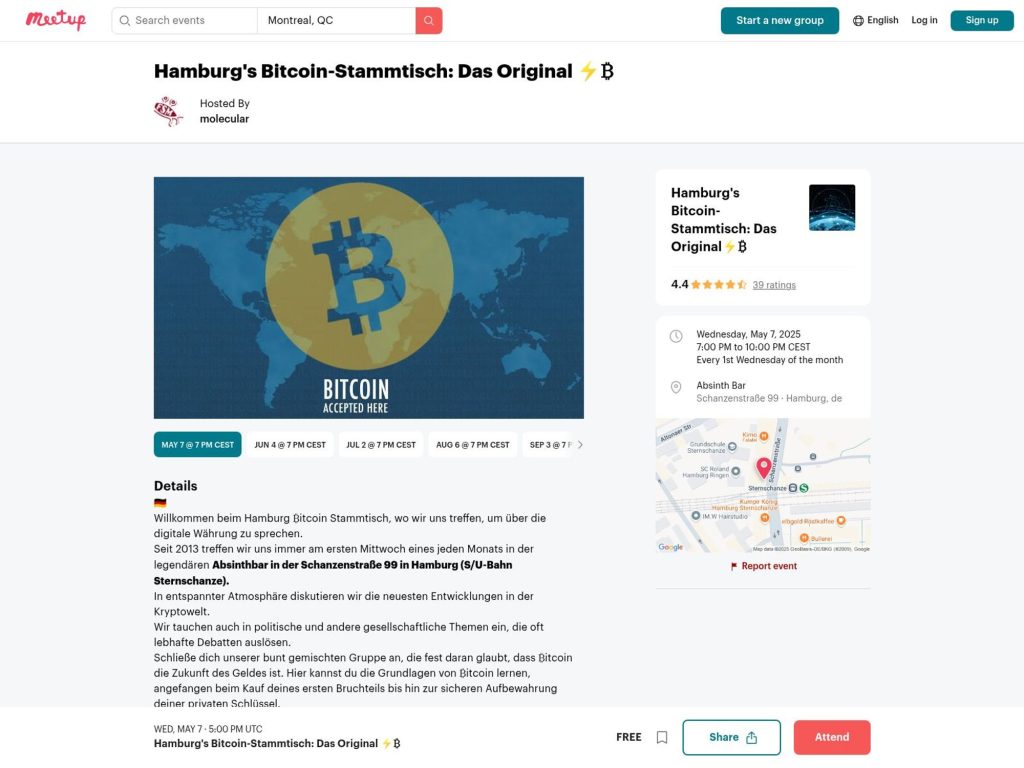 Hamburg's Bitcoin-Stammtisch: Das Original ⚡₿ - Event screenshot