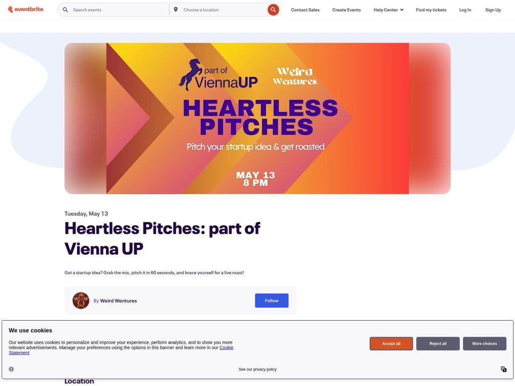Heartless Pitches: part of Vienna UP - Event screenshot